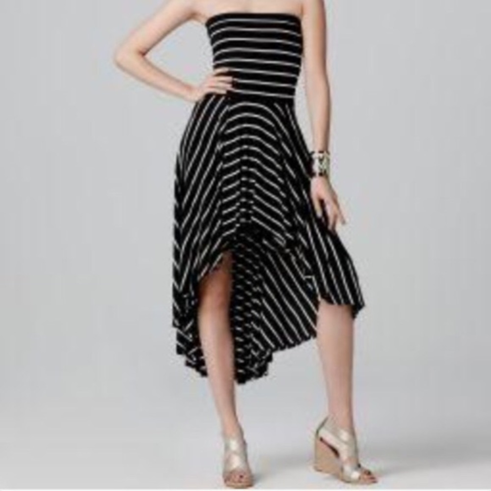 Aqua high-low strapless striped dress size small